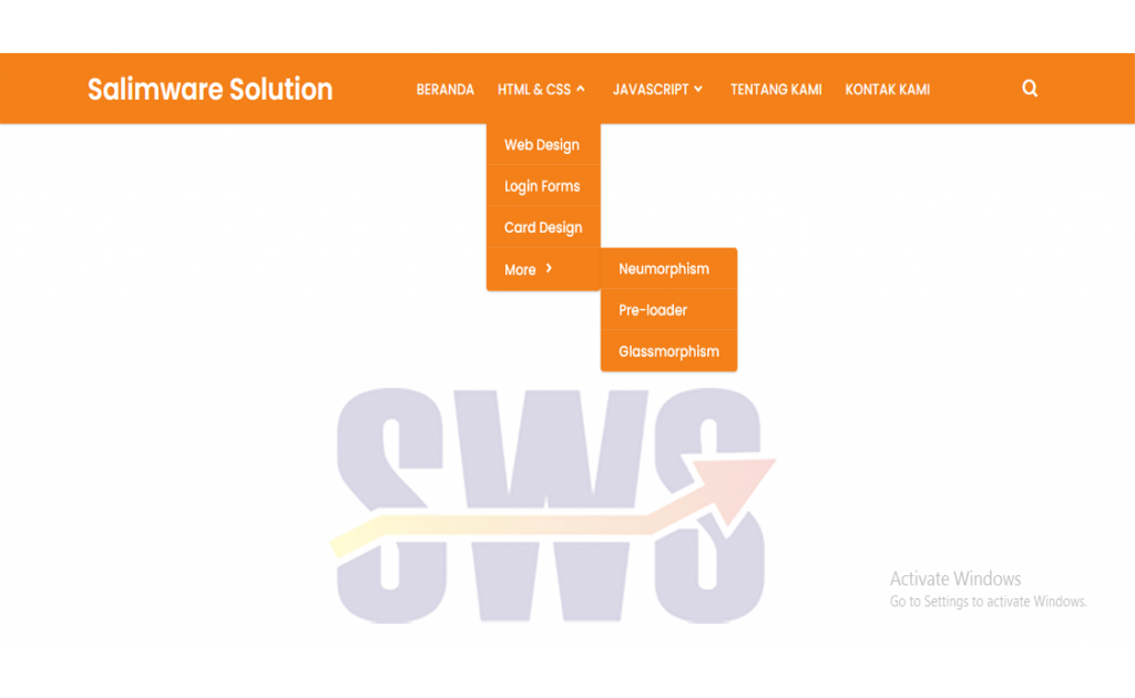 Desain Dropdown Menu untuk Website Interaktif