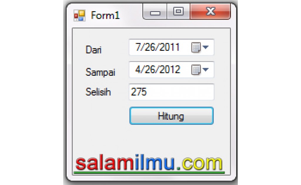 Menghitung Selisih Hari Menggunakan Objek DateTimePicker pada Visual Basic .Net